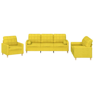 Set di Divani 3 pz con Cuscini Giallo Chiaro in Tessutocod mxl 83100