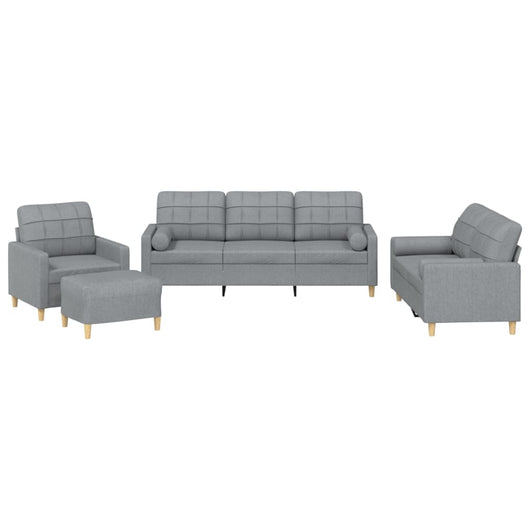 Set Divani 4 pz con Cuscini Grigio Chiaro in Tessuto 3201266