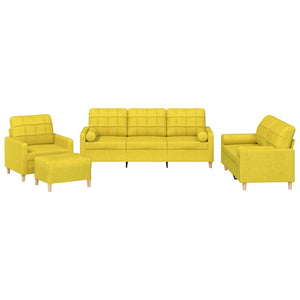 Set di Divani 4 pz con Cuscini Giallo Chiaro in Tessuto 3201271