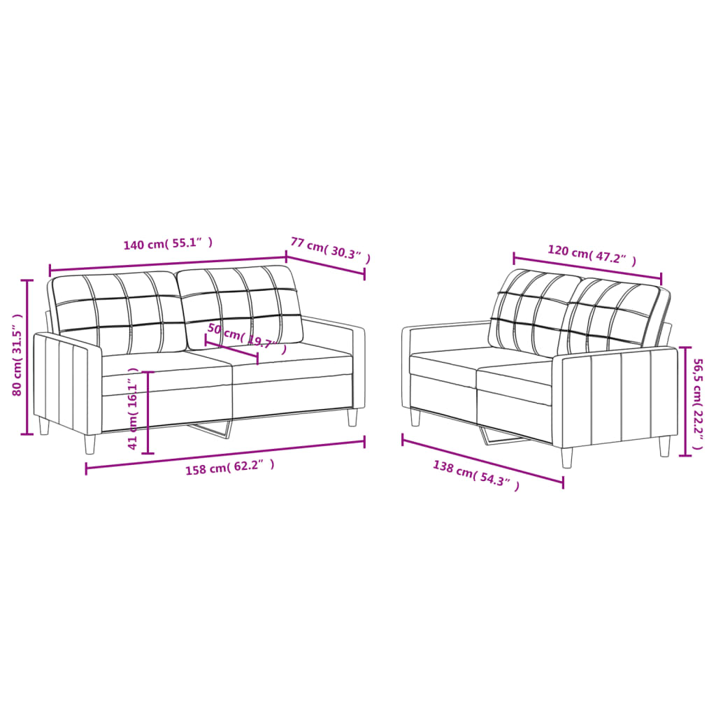 Set di Divani 2 pz con Cuscini Grigio Scuro in Tessuto 3201275