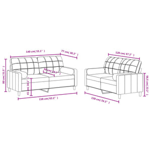 Set Divani 2 pz con Cuscini Grigio Chiaro in Tessuto 3201290