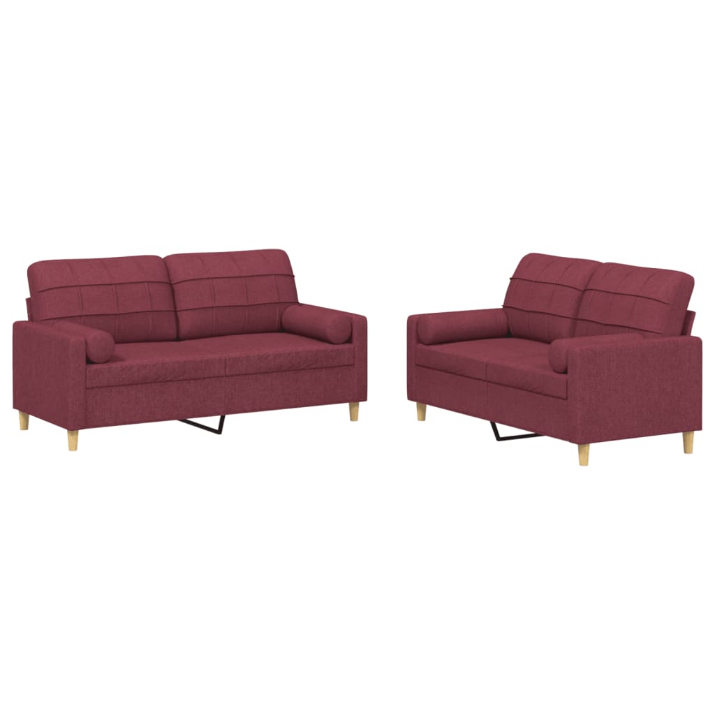 Set di Divani 2 pz con Cuscini Rosso Vino in Tessutocod mxl 83105