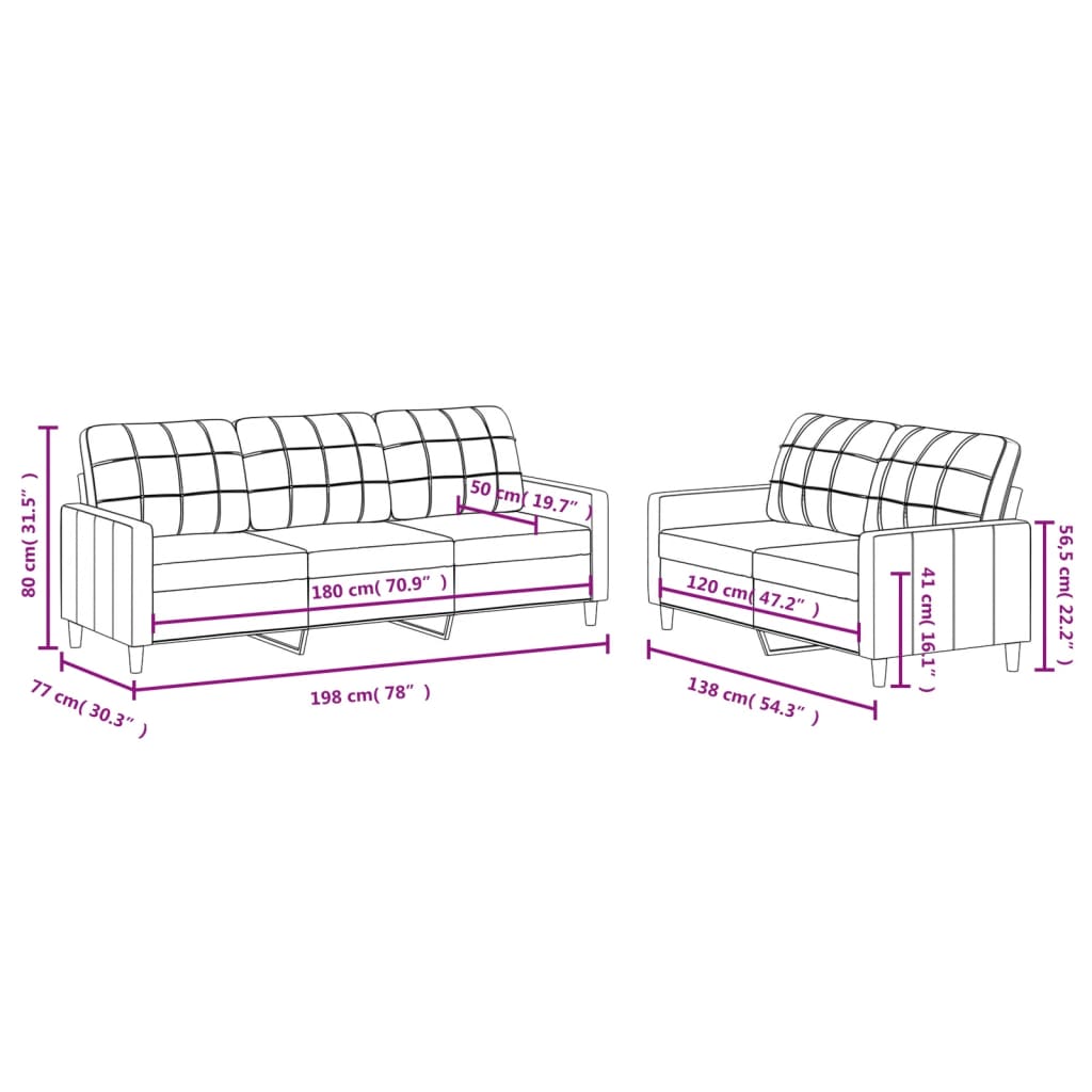 Set di Divani 2 pz con Cuscini Grigio Scuro in Tessuto 3201307