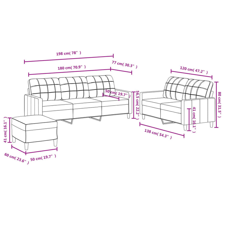 Set di Divani 3 pz con Cuscini Grigio Scuro in Tessuto 3201315