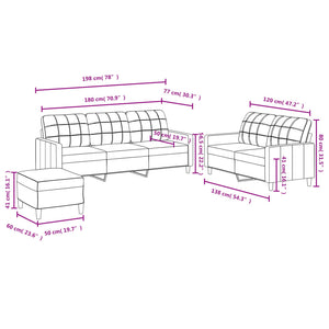 Set di Divani 3 pz con Cuscini Crema in Tessuto 3201316