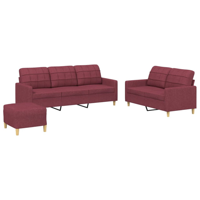 Set di Divani 3 pz con Cuscini Rosso Vino in Tessutocod mxl 131021