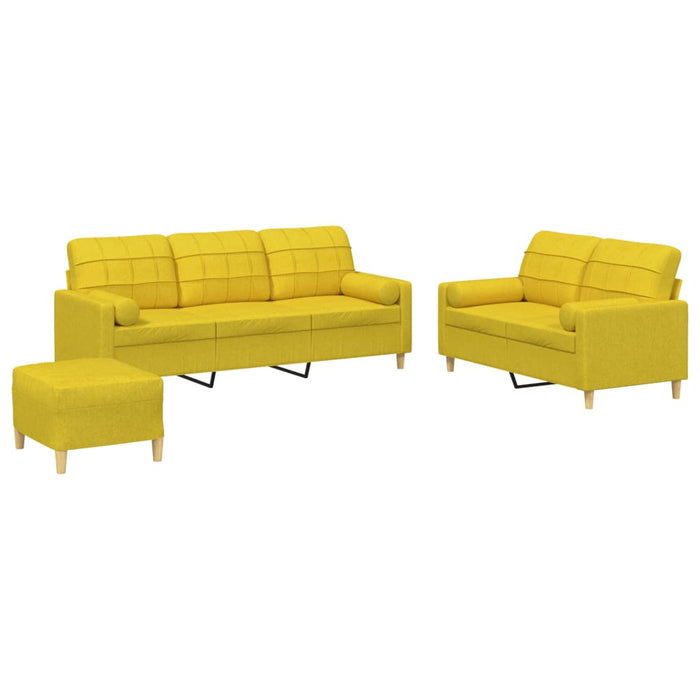 Set di Divani 3 pz con Cuscini Giallo Chiaro in Tessuto 3201335