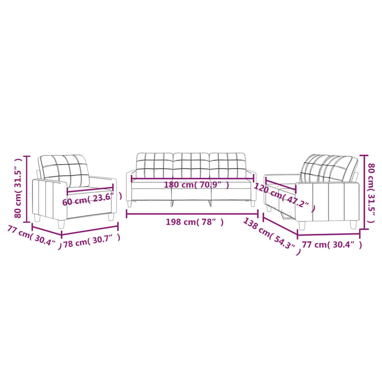 Set di Divani 3 pz con Cuscini Grigio in Similpelle 3201340