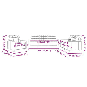 Set di Divani 3 pz con Cuscini cappuccino in Similpelle 3201342