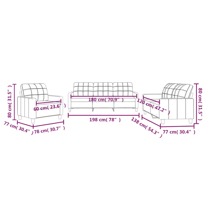 Set di Divani 3 pz con Cuscini cappuccino in Similpelle 3201342