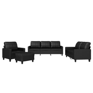 Set di Divani 4 pz con Cuscini Nero in Similpelle 3201343