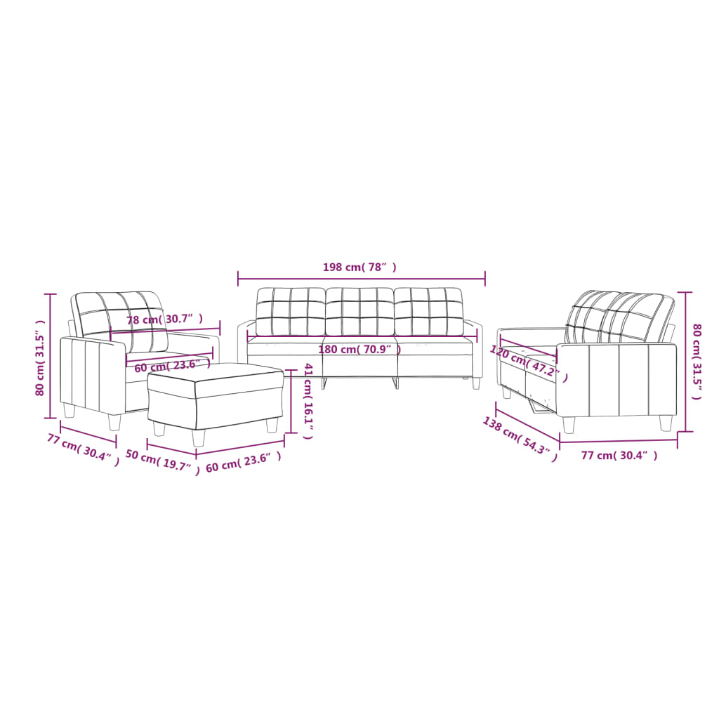 Set di Divani 4 pz con Cuscini cappuccino in Similpelle 3201347