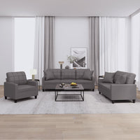 Set di Divani 3 pz con Cuscini Grigio in Similpelle 3201350