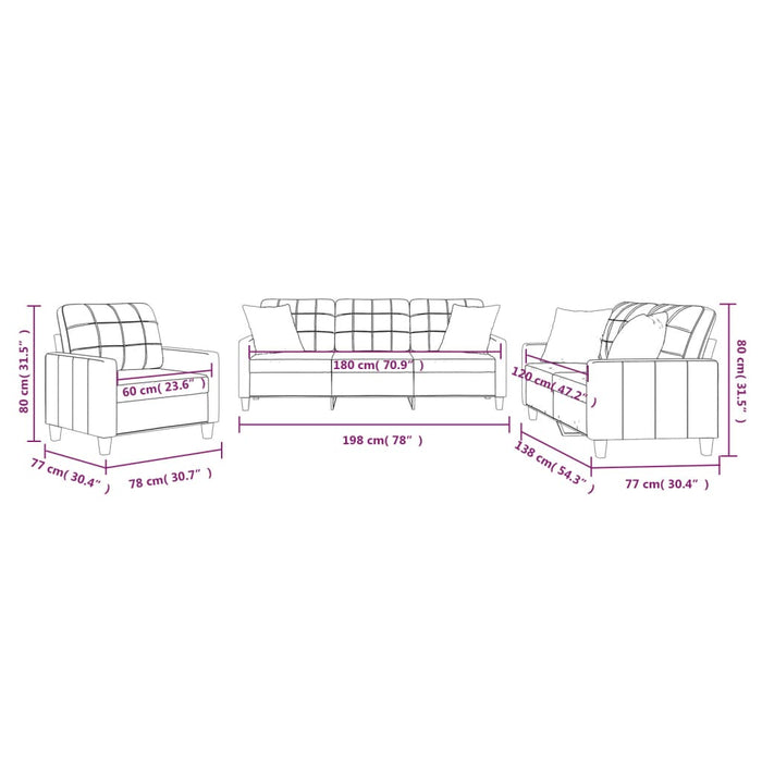 Set di Divani 3 pz con Cuscini Rosso Vino in Similpelle 3201351