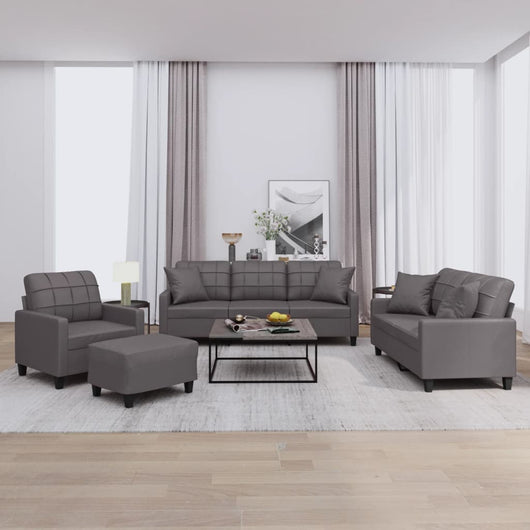 Set di Divani 4 pz con Cuscini Grigio in Similpelle 3201355