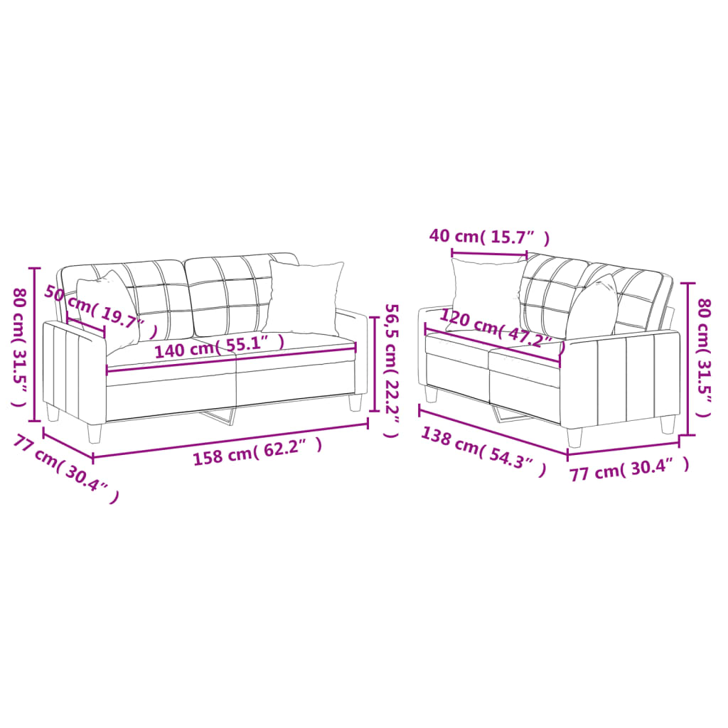 Set di Divani 2 pz con Cuscini Crema in Similpelle 3201369