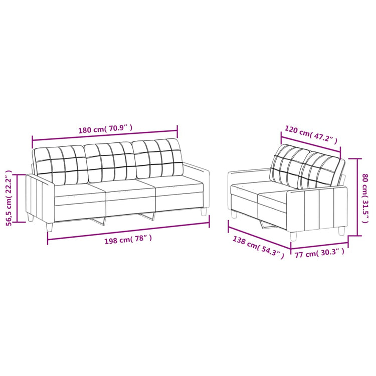 Set di Divani 2 pz con Cuscini cappuccino in Similpelle 3201382