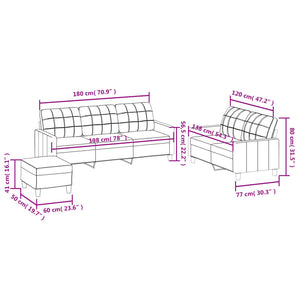 Set di Divani 3 pz con Cuscini crema in Similpelle 3201384