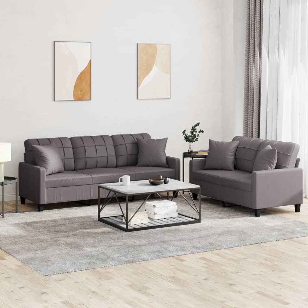 Set di Divani 2 pz con Cuscini Grigio in Similpellecod mxl 106796