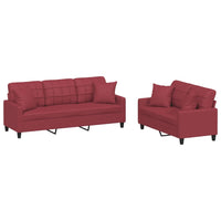 Set di Divani 2 pz con Cuscini Rosso Vino in Similpellecod mxl 82857