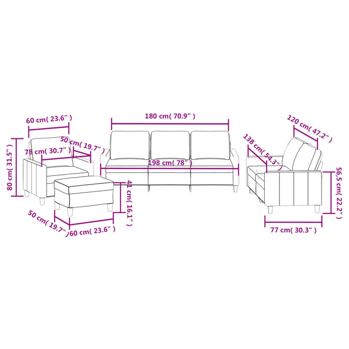 Set di Divani 4 pz con Cuscini cappuccino in Similpelle 3201407