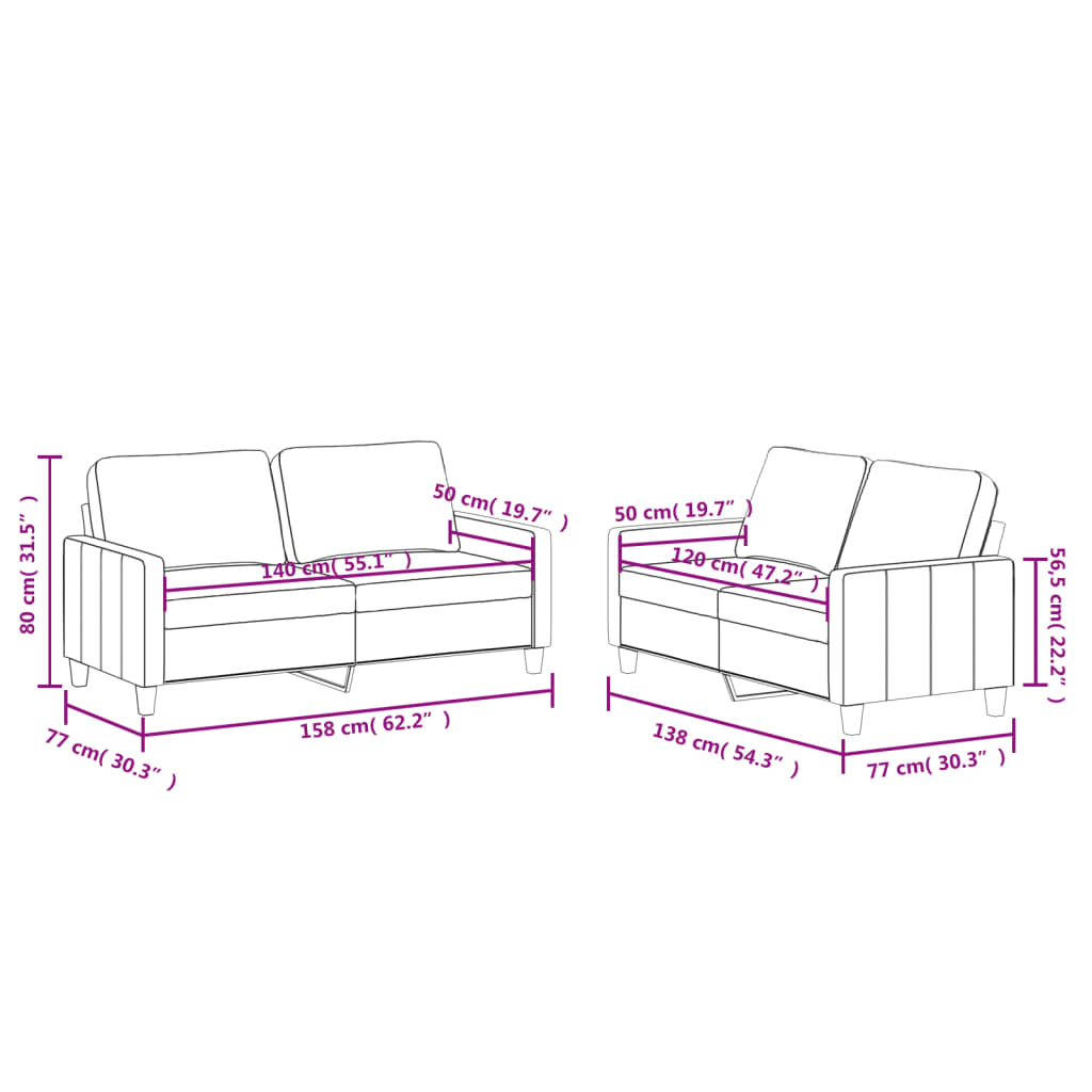 Set di Divani 2 pz con Cuscini cappuccino in Similpelle 3201412