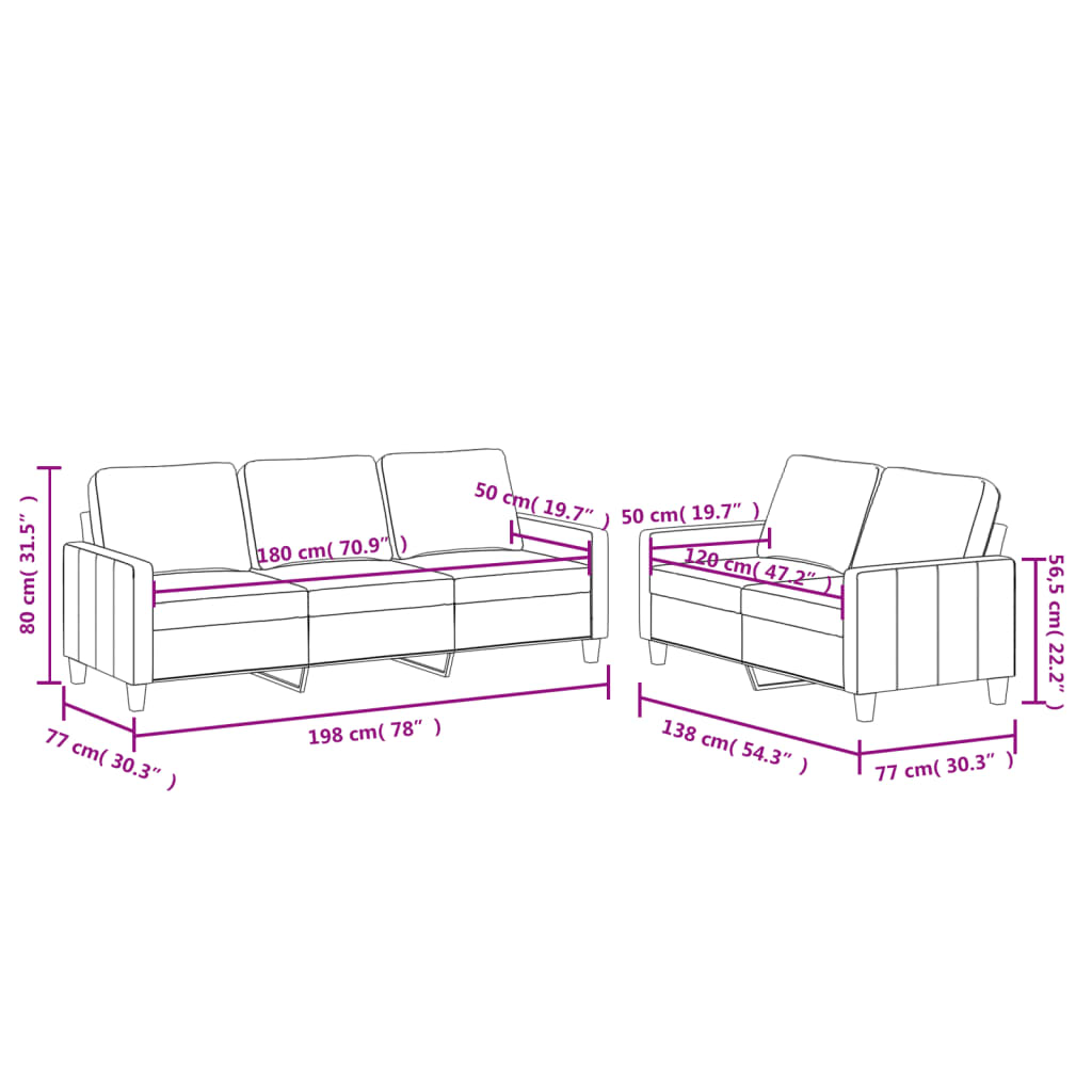 Set di Divani 2 pz con Cuscini Grigio in Similpelle 3201420