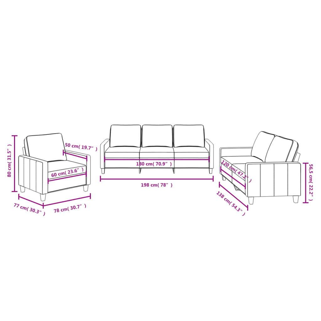 Set di Divani 3 pz con Cuscini Grigio Chiaro in Tessuto 3201428