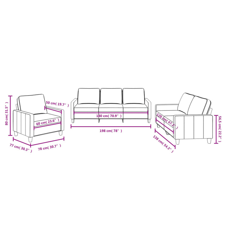 Set di Divani 3 pz con Cuscini Grigio Chiaro in Tessuto 3201428