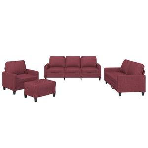 Set di Divani 4 pz con Cuscini Rosso Vino in Tessuto 3201442