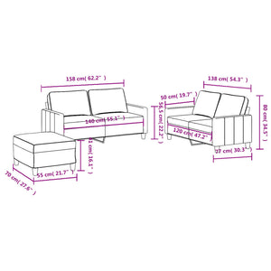 Set di Divani 3 pz con Cuscini Crema in Tessuto 3201454