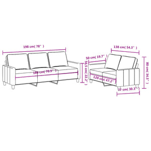 Set di Divani 2 pz con Cuscini Crema in Tessuto 3201462