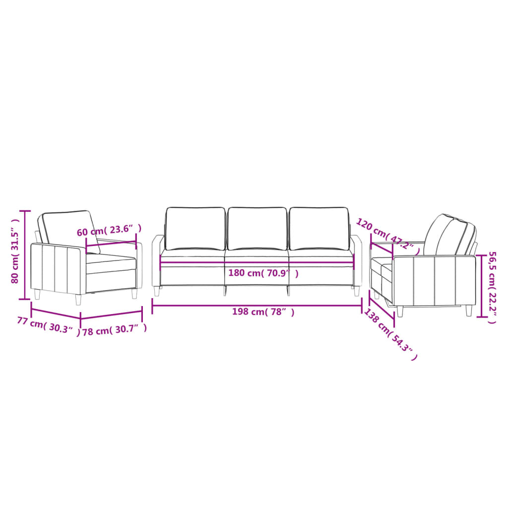 Set di Divani 3 pz con Cuscini Grigio Chiaro in Velluto 3201476