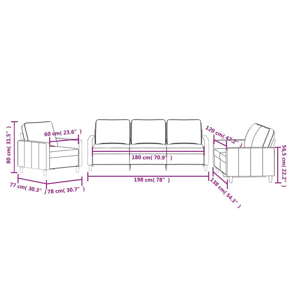 Set di Divani 3 pz con Cuscini Grigio Scuro in Velluto 3201477