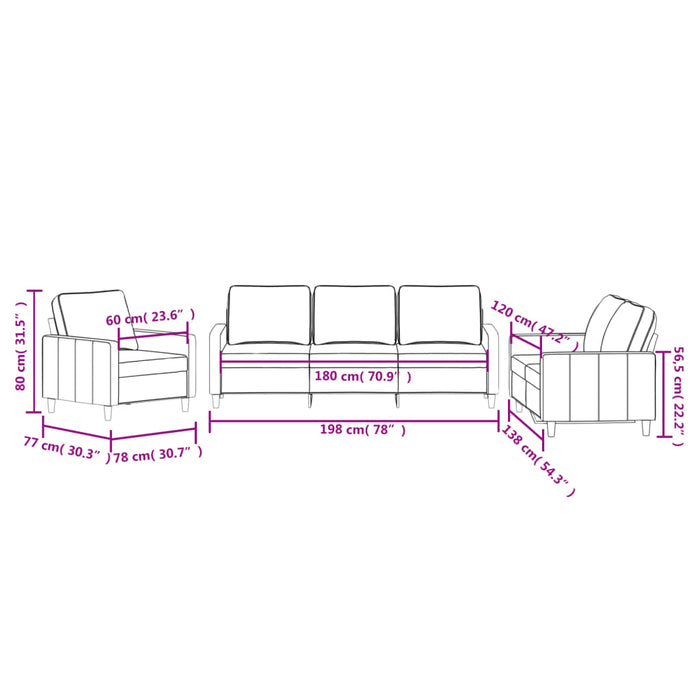 Set di Divani 3 pz con Cuscini Grigio Scuro in Velluto 3201477