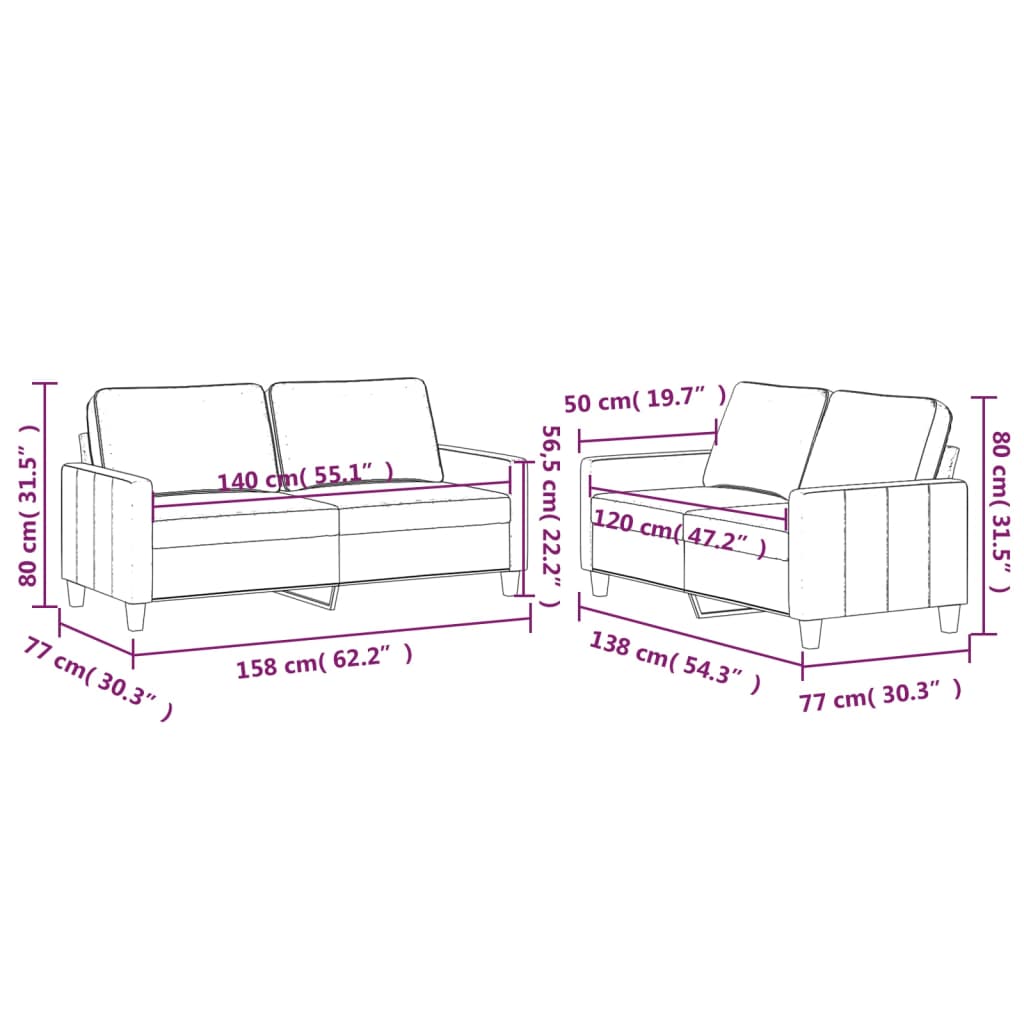 Set di Divani 2 pz con Cuscini Verde scuro in Velluto 3201498