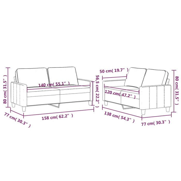 Set di Divani 2 pz con Cuscini Verde scuro in Velluto 3201498