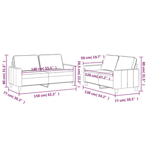 Set di Divani 2 pz con Cuscini Crema in Velluto 3201504