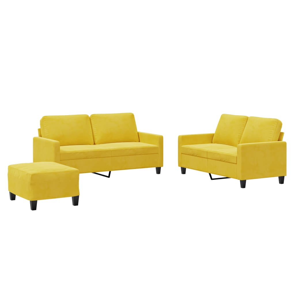 Set di Divani 3 pz con Cuscini giallo in Velluto 3201512