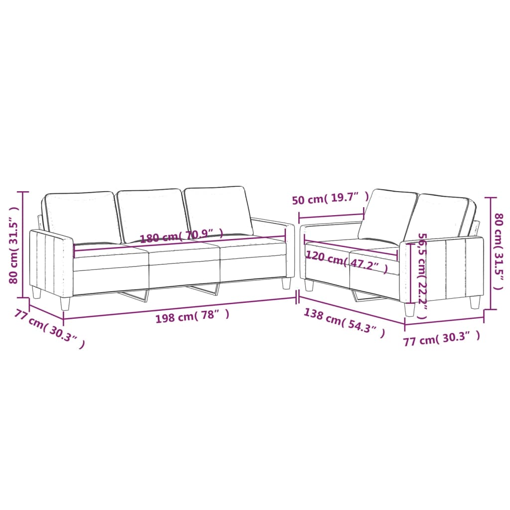 Set di Divani 2 pz con Cuscini Grigio Scuro in Velluto 3201517