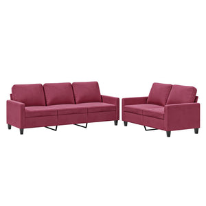 Set di Divani 2 pz con Cuscini Rosso Vino in Velluto 3201520