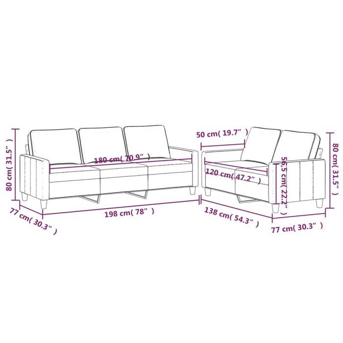 Set di Divani 2 pz con Cuscini Marrone in Velluto 3201523