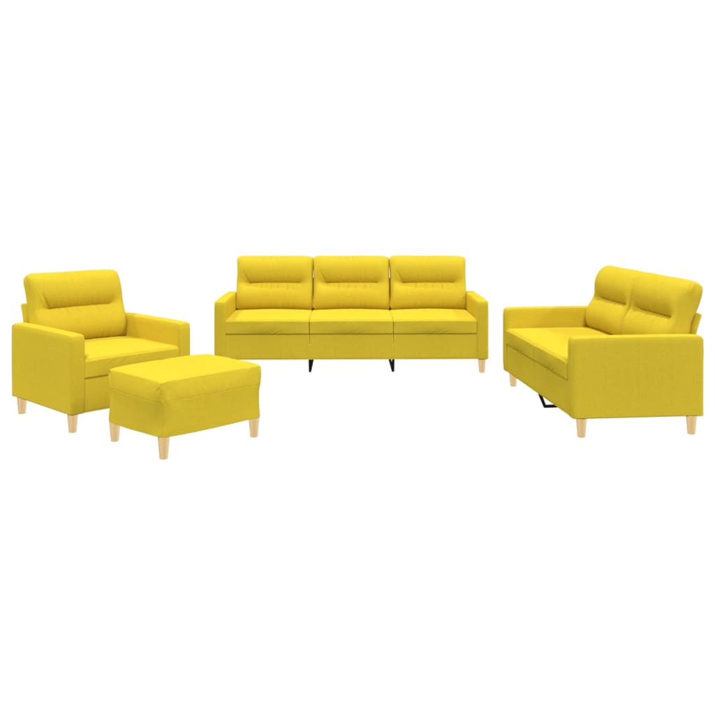 Set di Divani 4 pz con Cuscini Giallo Chiaro in Tessutocod mxl 131164