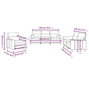 Set di Divani 3 pz con Cuscini Marrone in Tessuto 3201555