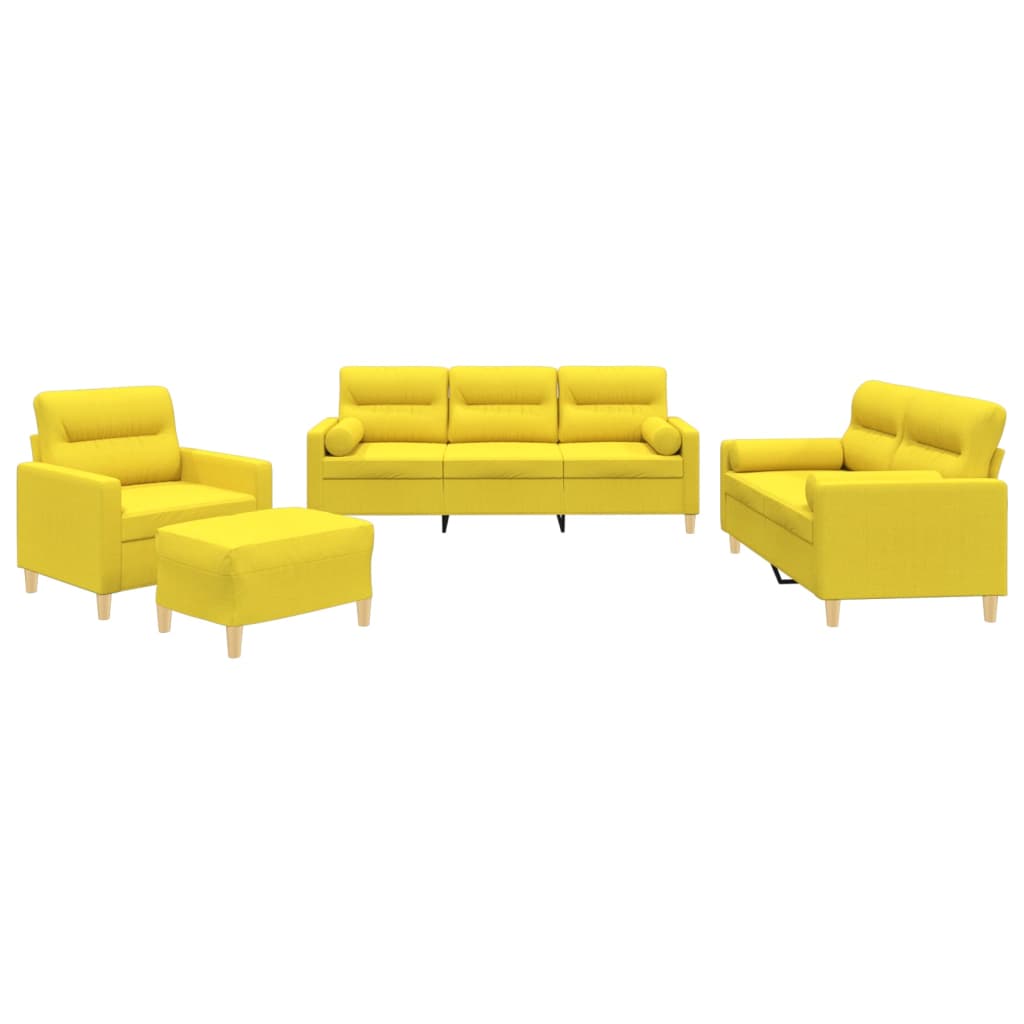 Set di Divani 4 pz con Cuscini Giallo Chiaro in Tessutocod mxl 83260