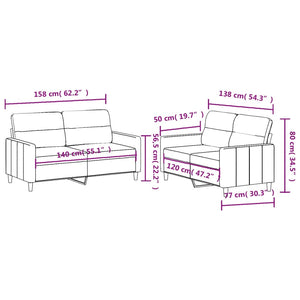 Set di Divani 2 pz con Cuscini Tortora in Tessuto 3201575