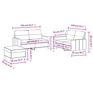 Set di Divani 3 pz con Cuscini Marrone in Tessuto 3201579