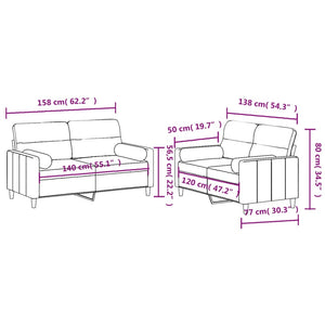 Set Divani 2 pz con Cuscini Nero in Tessuto 3201588