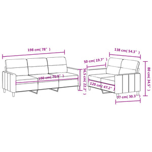 Set di Divani 2 pz con Cuscini Grigio Chiaro in Tessuto 3201600