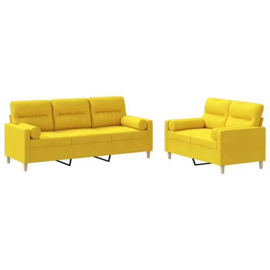 Set di Divani 2 pz con Cuscini Giallo Chiaro in Tessutocod mxl 83264